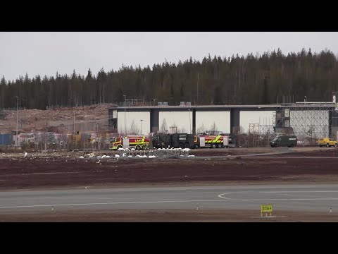Emergency vehicles on site after Finnish fighter jet crashes in Arctic town | AFP
