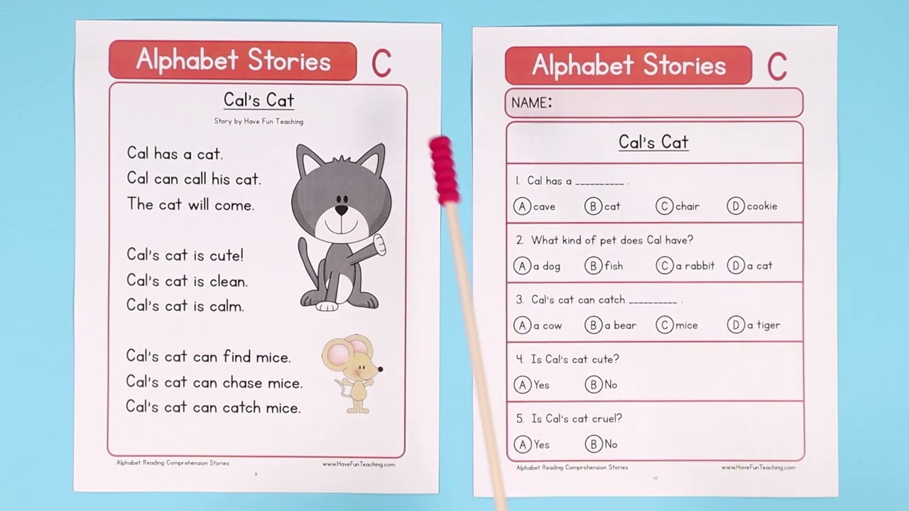 Alphabet Stories Letter C Reading Comprehension Worksheet