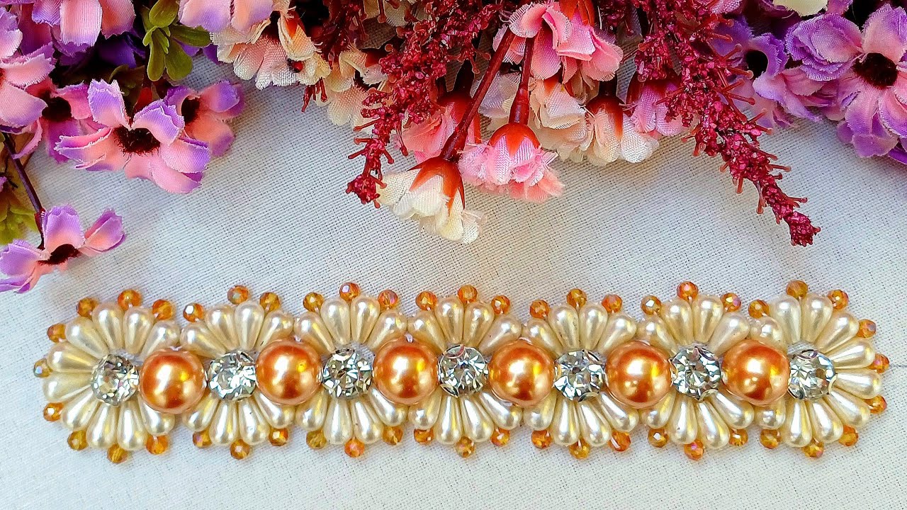 Shine bright at parties by learning this example of beautiful embroidery border#diy