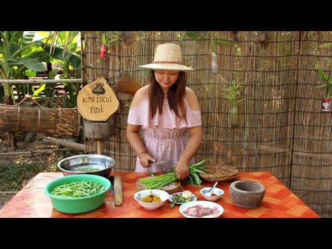 Morning Glory soup with local Beef and Cambodia Spice - Local food Recipe Soup