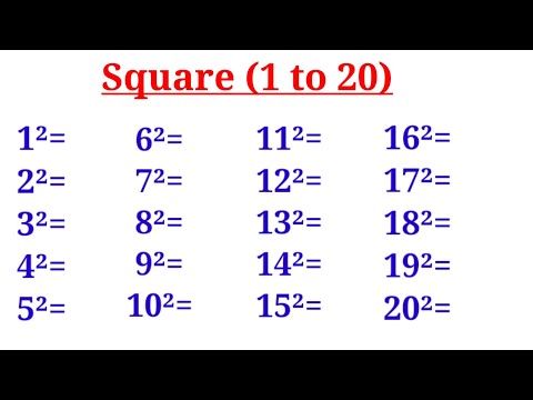 1 to 20 Square || Learn Squares of 1,2,3,4,5,6,7,8,9,10,11,12,13,14,15,16,17,18,19,20