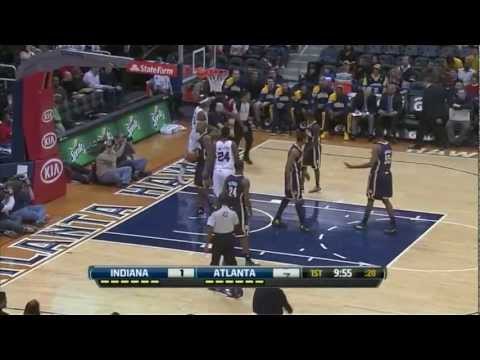 Josh Smith big night 28 points 12 rebounds 5 steals 3 blocks highlights vs Indiana Pacers 02.08.2012