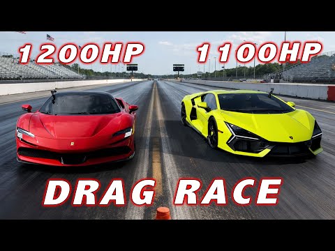 FIRST Revuelto vs SF90 race down a 1/4 Mile Drag Strip * Warning Headphone Users!