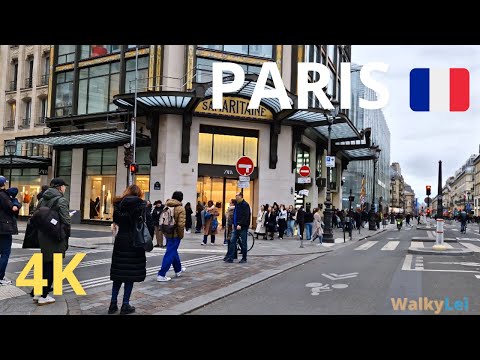 Paris, France - Walking tour in the Rue Rivoli - 4K