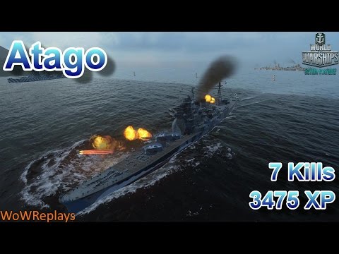World of Warships: Atago, 7 Kills, 3475 XP