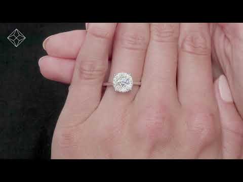 NDE6237Y - 1 Carat Lab Diamond Cluster Solitaire Ring H/Si in 9K White Gold