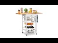 Küchenwagen mit klappbarer Arbeitsplatte Braun - Silber - Weiß - Bambus - Holzwerkstoff - Metall - 60 x 89 x 49 cm