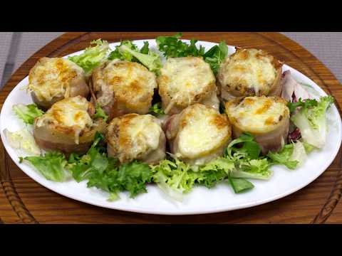 Pieczarki Faszerowane w Boczku - Zapiekane Grzyby z Serem i Czosnkiem