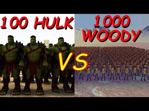 100 HULK vs 1,000 WOODY - Ultimate Epic Battle Simulator