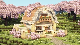 [Minecraft] 🌸🌼 Cute Cherry Blossom House Tutorial / Mizuno&#39;s 16 Craft Resource Pack