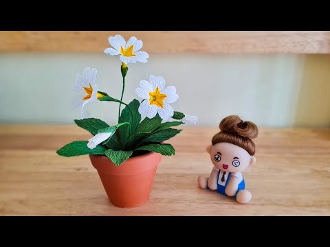 How To Make Primrose Paper Flower #1 / Paper Flower / Góc nhỏ Handmade