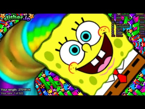 Slither.io A.I Spongebob Vs Pro Snakes - Epic Skin Slitherio Vip Best Gameplay - World Record