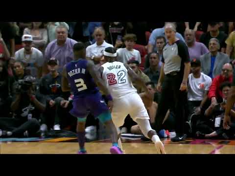 Jimmy Butler was whistled for an offensive foul on this go-ahead shot attempt over Terry Rozier.