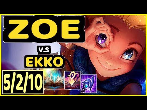 T1 FAKER (ZOE) vs EKKO - 5/2/10 KDA MID GAMEPLAY - KR Ranked MASTER