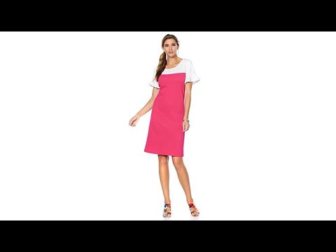 Slinky Brand RuffleSleeve Colorblock Textured Dress