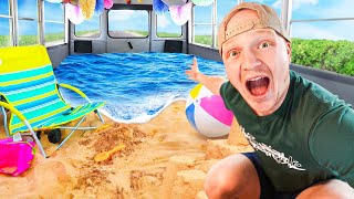 I Turned My School Bus Into A BEACH!