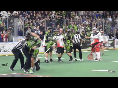 Copy of Sask. Rush vs Calgary Roughnecks NLL Line Brawl with goalie fight