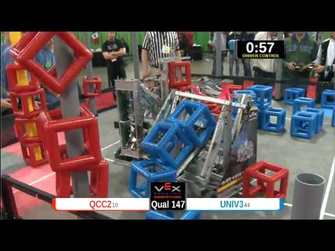 2015 VEXU Q147 - QCC2 vs UNIV3 - 93 to 28-Division Div-VEX U-VEX Worlds 2015