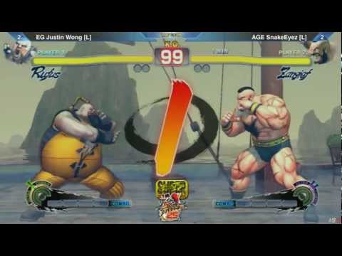 SSF4:  EG Justin Wong vs AGE SnakeEyez - Grand Finals - SF25th LA Qualifier Top 32