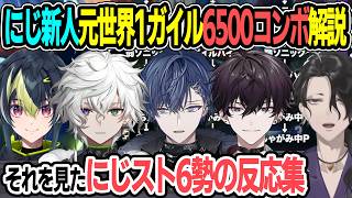【スト6】にじ新人元ガイル世界一の6500コンボ解説を見て驚くにじさんじスト6先輩勢の反応集【男虎 小柳ロウ 佐伯イッテツ 叢雲カゲツ 伊波ライ 北見遊征 榊ネス 魁星 ソフィア にじさんじ 切り抜き