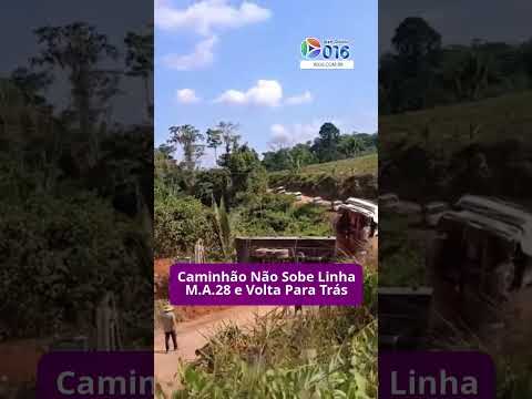 Caminhão não vence subida da Linha M.A.28 em Machadinho do Oeste e recua