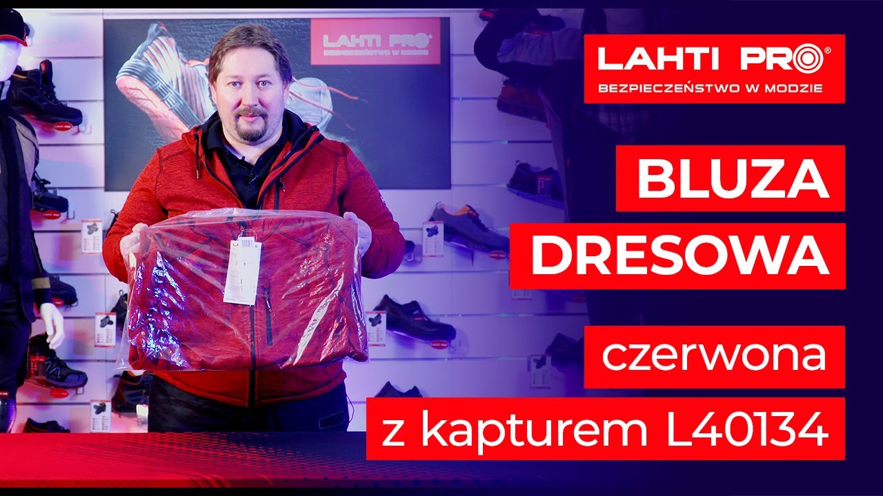 BLUZA DRESOWA czerwona z kapturem L40134