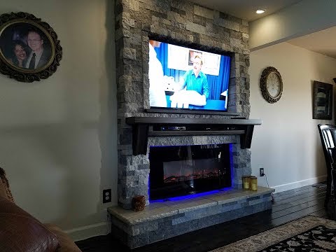 New Fireplace and T.V. in the Familyroom and how I built it.  Airstone from Lowes TV is Samsung.