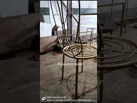 Brown mild steel metal dining chair, without armrest