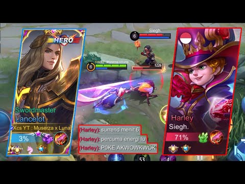 FASTHAND LANCELOT VS META HARLEY TANK! HE SAID FOR GO SURRENDER AT MIN 6! TOP GLOBAL LANCELOT - MLBB