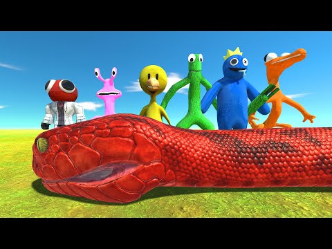 ( Titanoboa Challenge ) Blue, Green, Orange VS Red, Yellow, Pink - Animal Revolt Battle Simulator