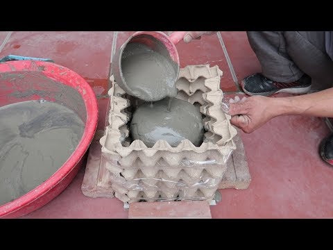 How to Make a Plant Pot Out of Cement and Egg Cartons