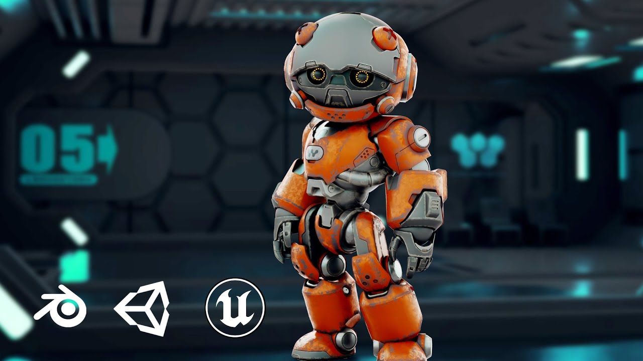Robo Zero-C Auto-Rig Pro Rigged For Mixamo Unreal Engine Unity 3D Model