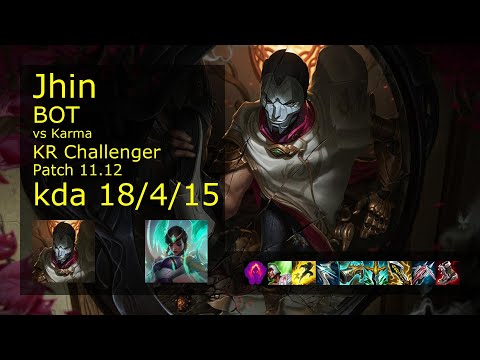 Jhin ADC & Nautilus vs Karma & Senna - KR Challenger 18/4/15 Patch 11.12 Gameplay // [롤] 진 vs 카르마