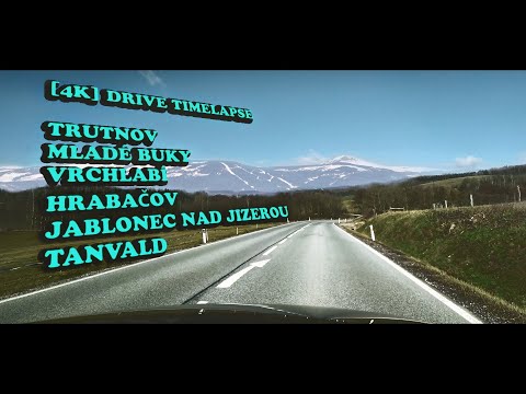 [4K] Driving CZ (3x) Trutnov - Mladé Buky - Vrchlabí - Kořenov - Tanvald / Krkonoše