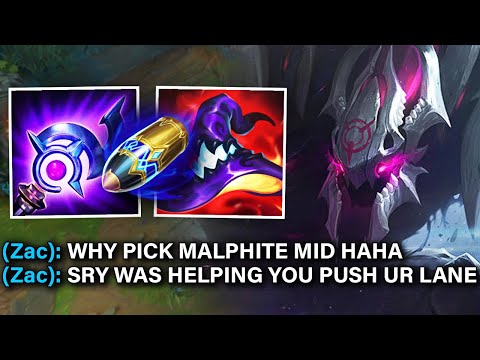 This Zac was pissed I picked AP Malphite mid and griefed me all game, so I carried him in return