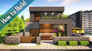 おしゃクラ！Part139  シックな色合いのモダンハウスの作り方/ OSHACRA How To Make Chic Color Modern House (Minecraft)