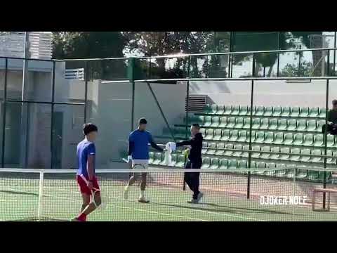 Novak Djokovic practice in Athens alongside European U14 champion Rafael Pagonis