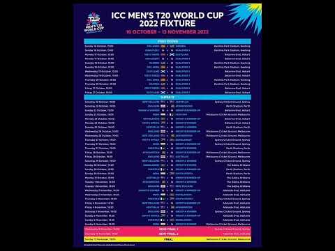 ICC Men's T20 World Cup 🏆 2022 Fixture| Badar Sports