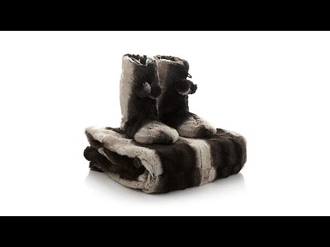 A by Adrienne Landau Faux Fur Throw and Booties