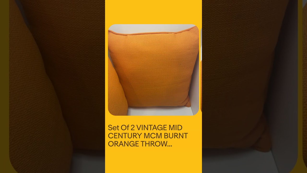 Set Of 2 VINTAGE MID CENTURY MCM BURNT ORANGE THROW PILLOW