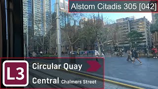 Transdev Alstom Citadis 305 [042]: Circular Quay → Central (Chalmers Street)