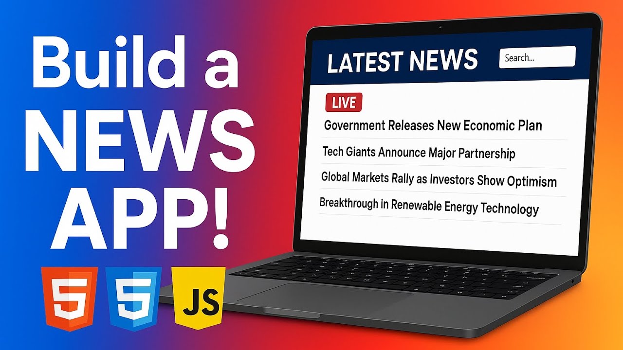 Build a Live News Website with HTML, CSS & JavaScript | Beginner Web App Project (2025)
