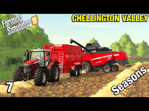 WORKING IN THE LINSEED FIELD Chellington Valley Timelapse - FS19 Ep 7