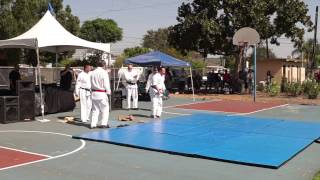 Black Belt Cinder Block Brick Break on Stomach