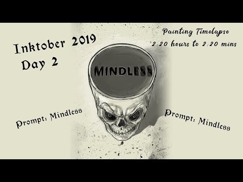 Inktober Digital inking timelapse day 2 'Mindless'
