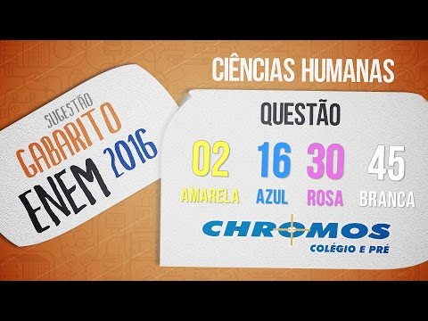 Gabarito ENEM 2016 CHROMOS - Prova Amarela: Questão 02