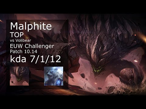 Malphite Top vs Volibear - EUW Challenger 7/1/12 Patch 10.14 Gameplay