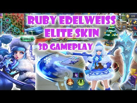 Ruby Edelweiss 【ELITE】 Skin 3D Gameplay (CUTE CHRISTMAS THEME?) | Mobile Legends