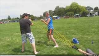preview picture of video 'V FUNNY- Powerful water balloon CATAPULT - denting a car - fairford riat 2014 - fail'