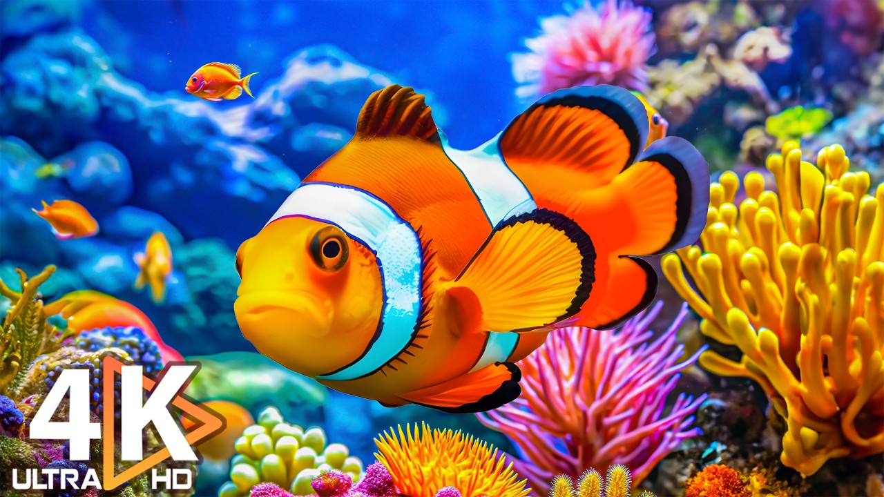 Aquarium 4K VIDEO (ULTRA HD) - Beautiful Coral Reef Fish & Jellyfish - Relaxing Music for Sleep #20